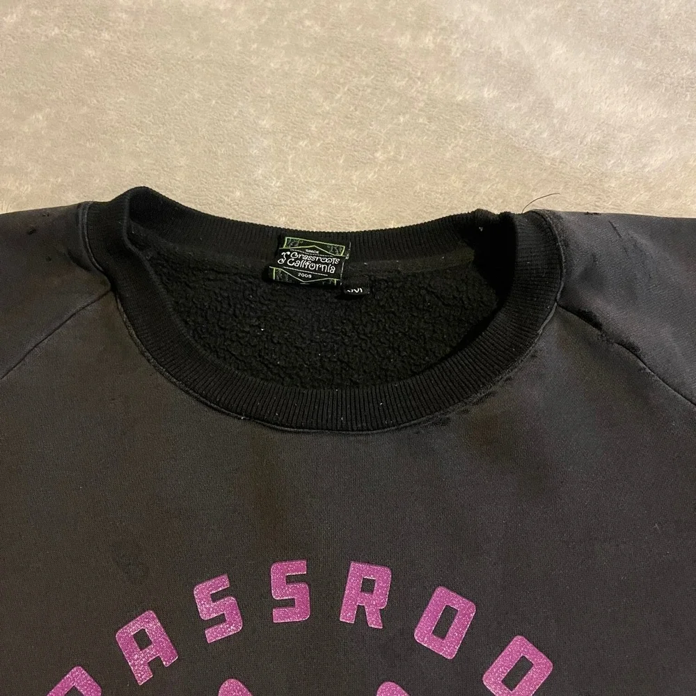Grassroots California Mens XXL Black Pink Smiley Face Crewneck Sweatshirt Cotton